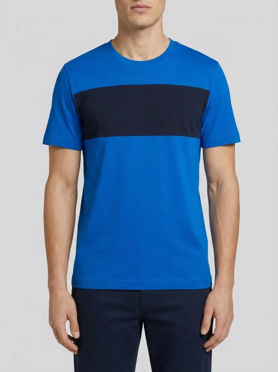 Tom Tailor Sure Blue Men T-Shirt with Colour Blocking SKU: 1040835_12393 Image 00