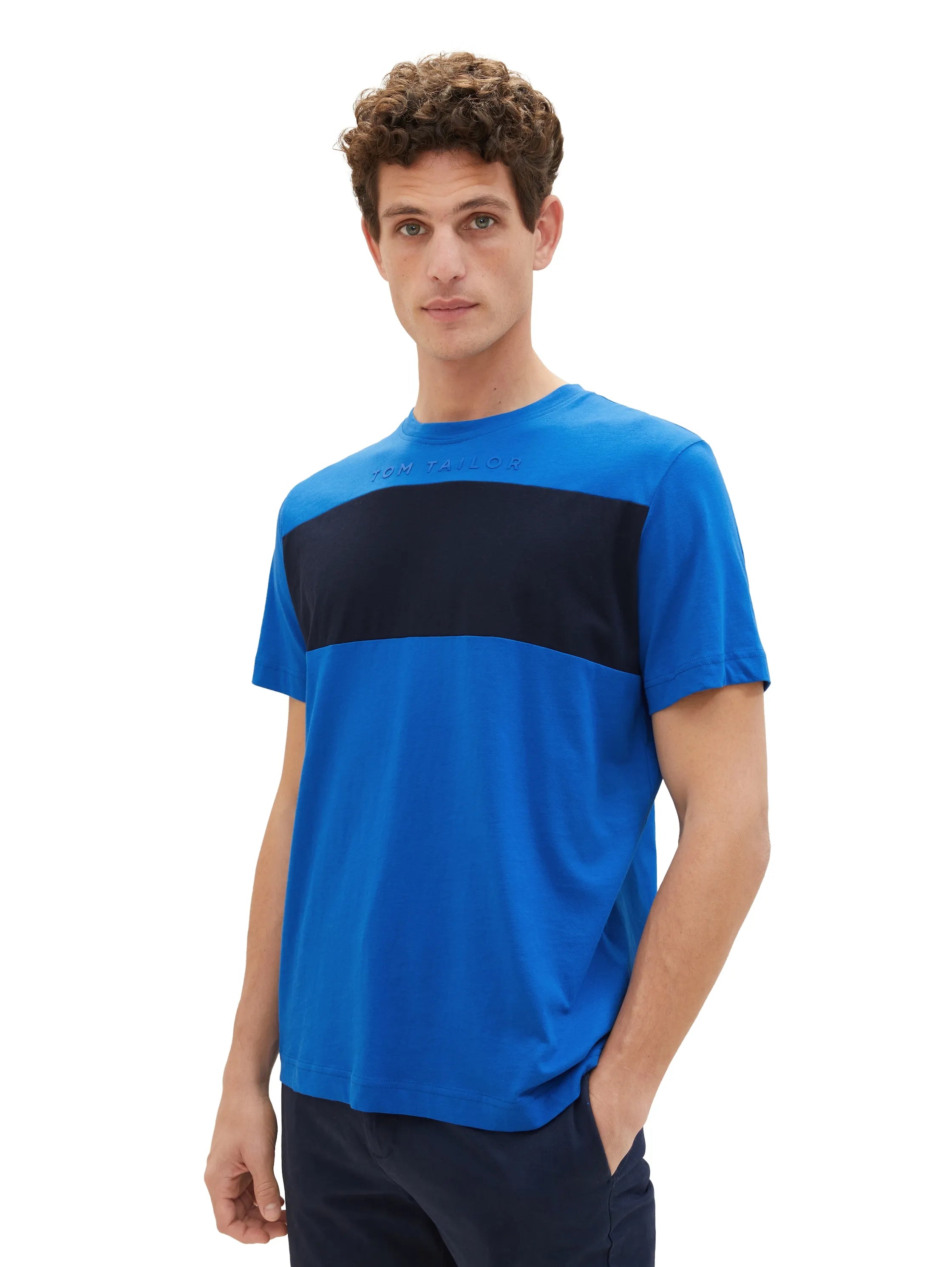 Tom Tailor Sure Blue Men T-Shirt with Colour Blocking SKU: 1040835_12393 Image 01