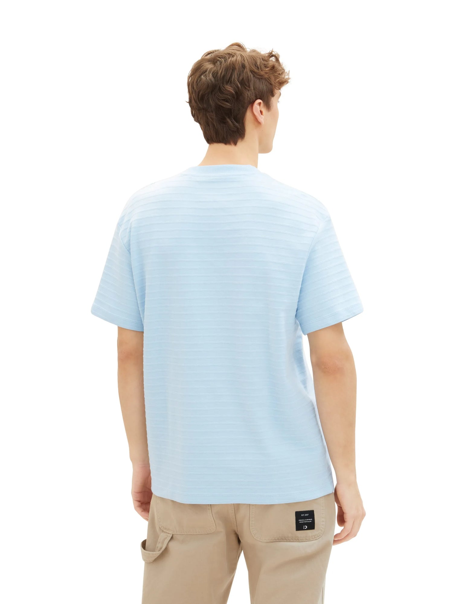 Denim Tom Tailor Middle Sky Blue Men T-Shirt with Texture SKU: 1040846_34591 Image 03