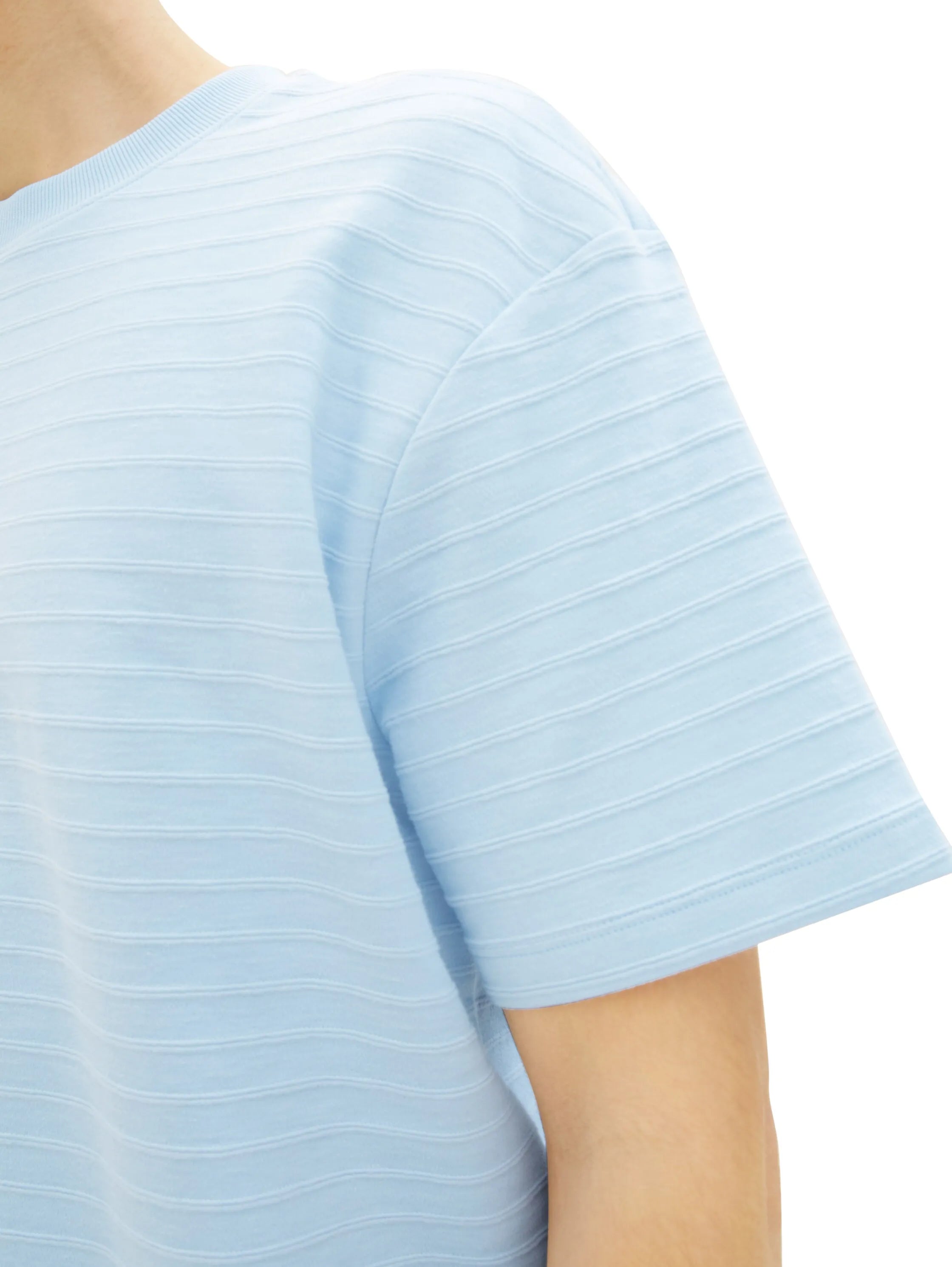 Denim Tom Tailor Middle Sky Blue Men T-Shirt with Texture SKU: 1040846_34591 Image 04