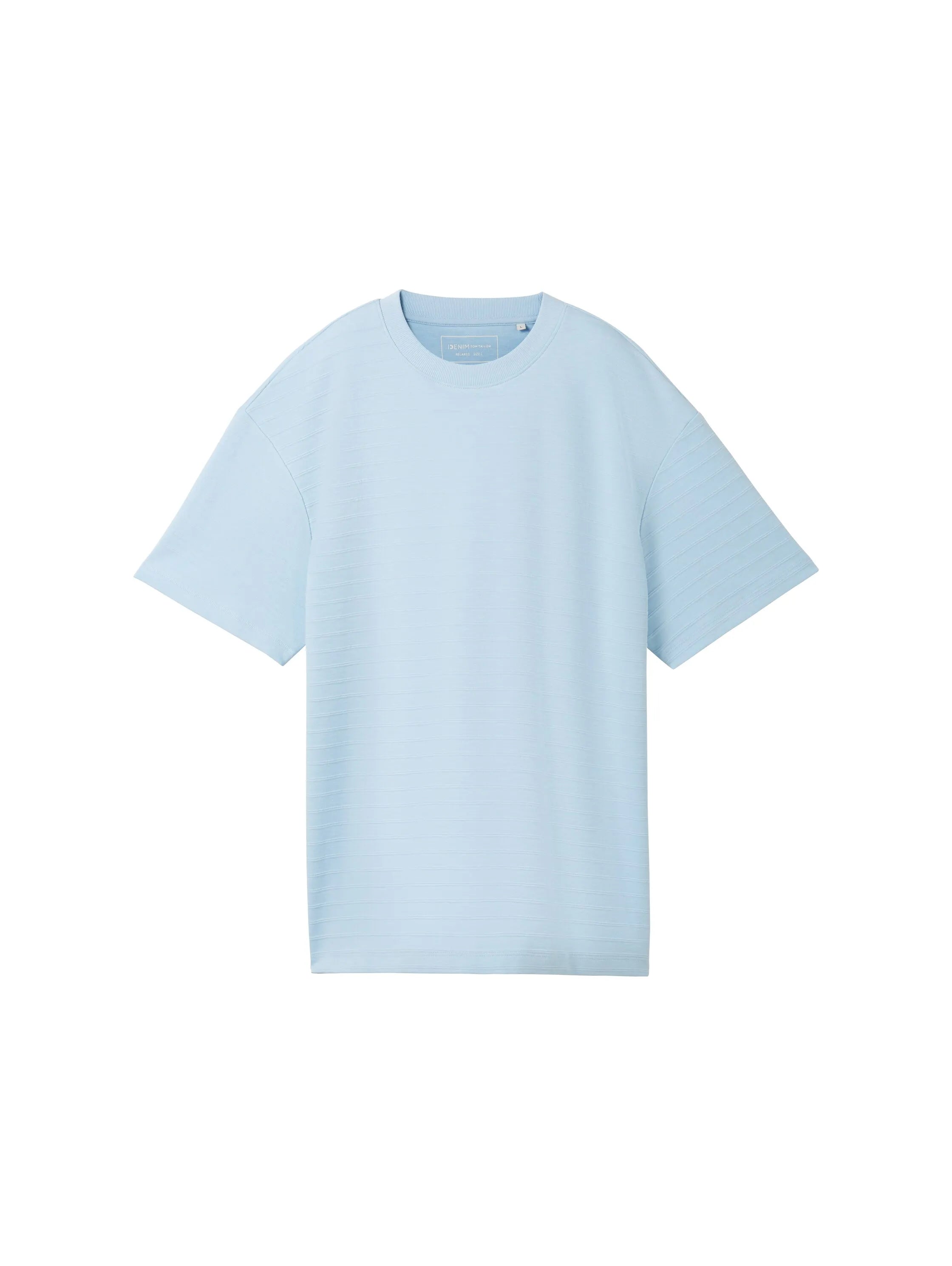 Denim Tom Tailor Middle Sky Blue Men T-Shirt with Texture SKU: 1040846_34591 Image 07