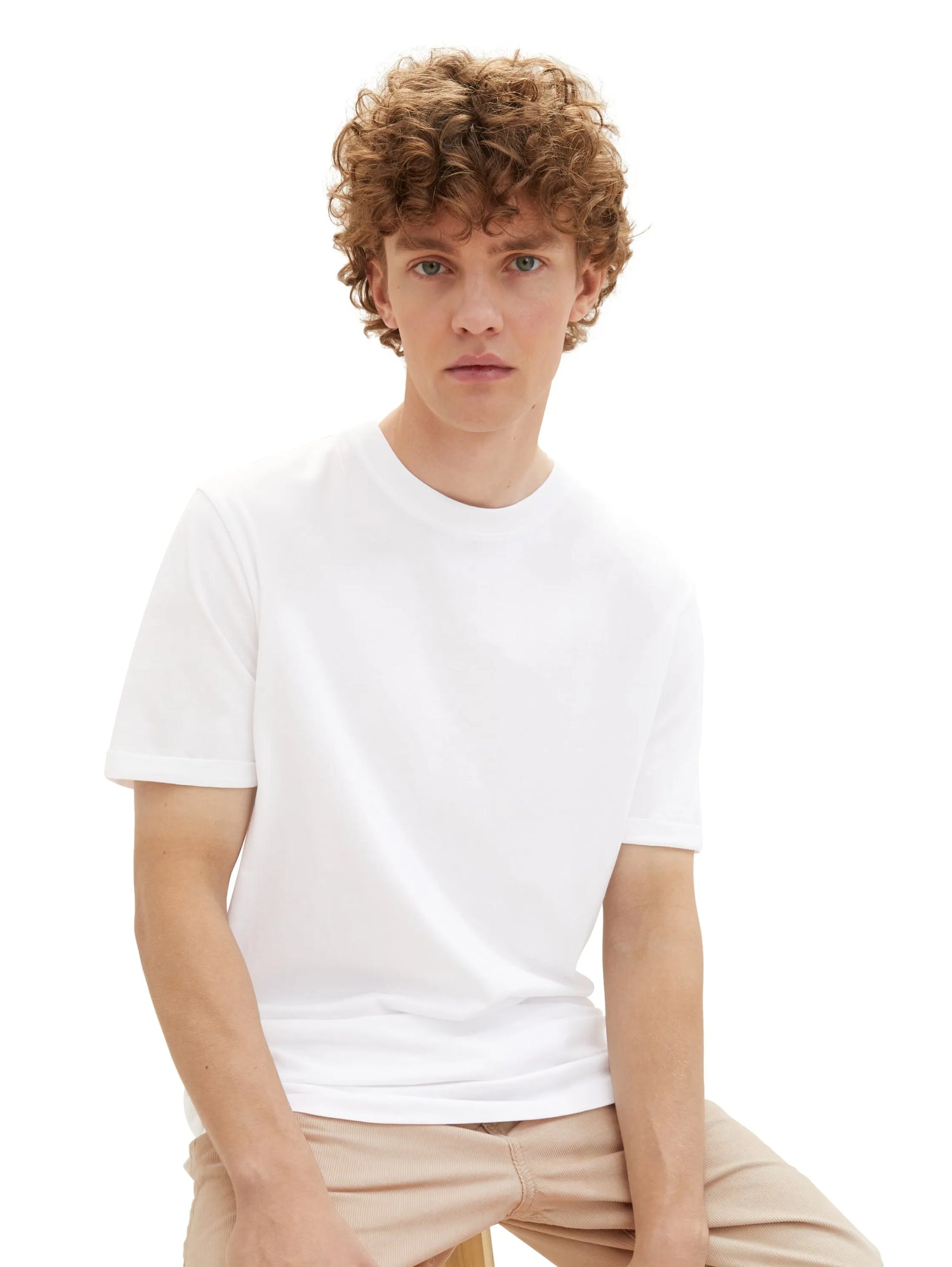 Denim Tom Tailor White Men Basic T-Shirt SKU: 1040877_20000 Image 01