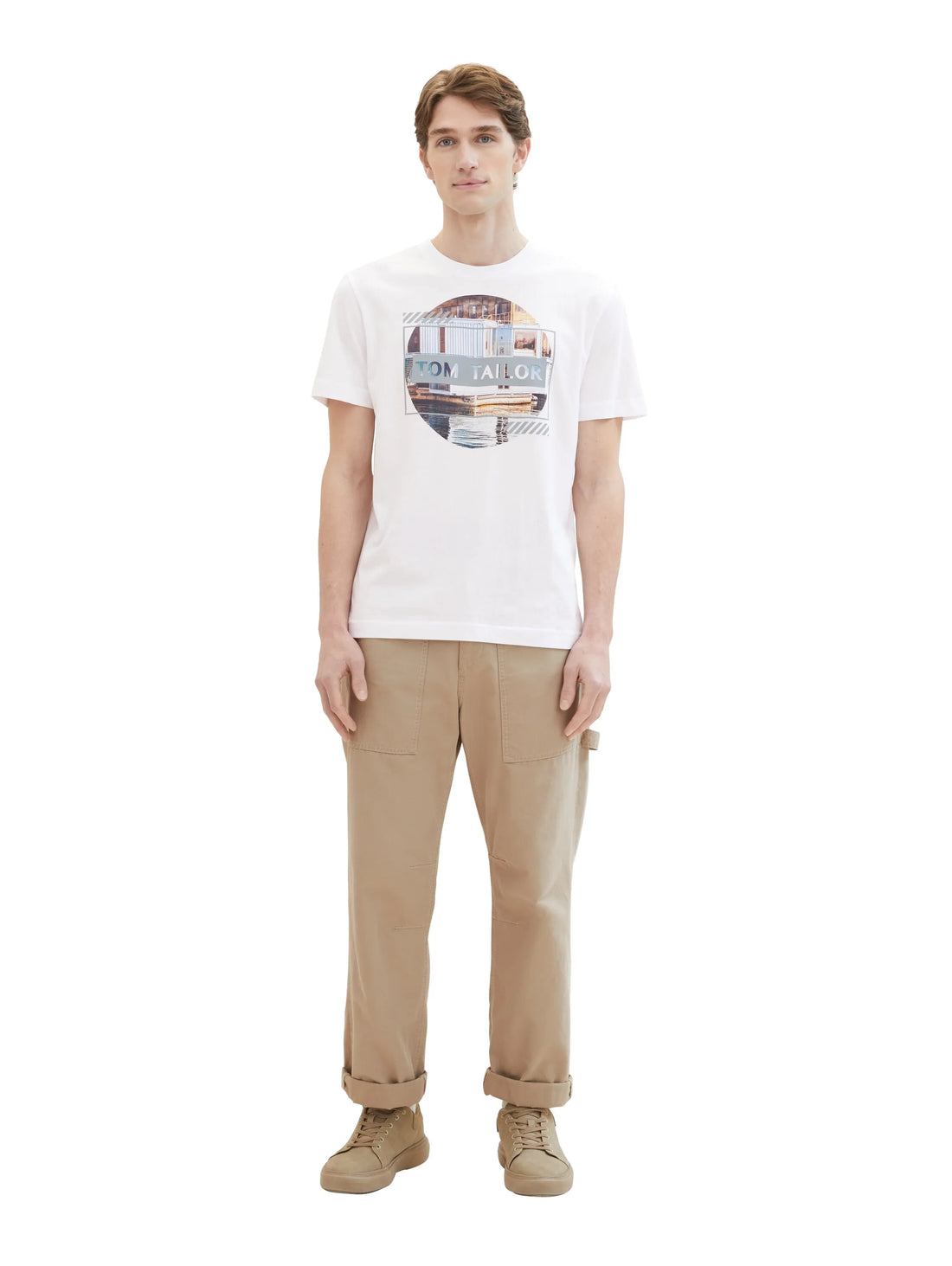 Tom Tailor White Men Regular Fit Short-Sleeved T-Shirt SKU: 1040896_20000 Image 02