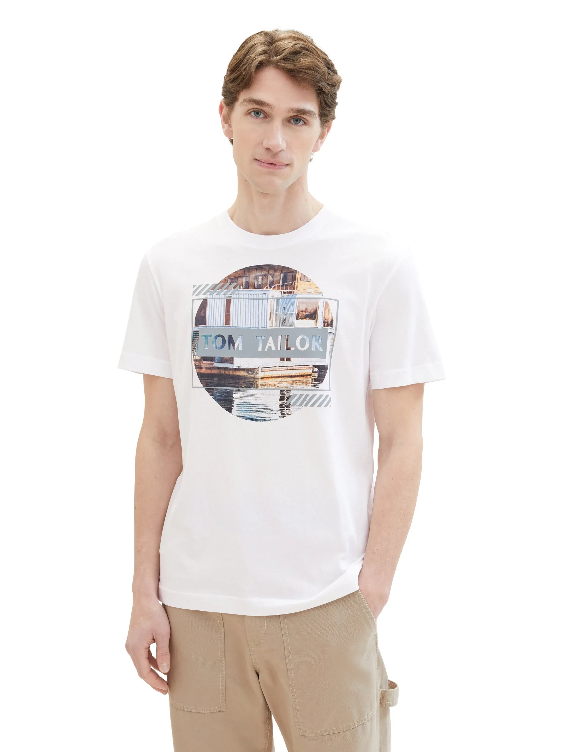 Tom Tailor White Men Regular Fit Short-Sleeved T-Shirt SKU: 1040896_20000 Image 04