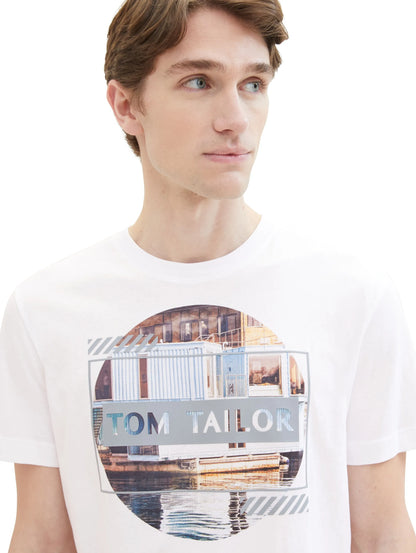 Tom Tailor White Men Regular Fit Short-Sleeved T-Shirt SKU: 1040896_20000 Image 05