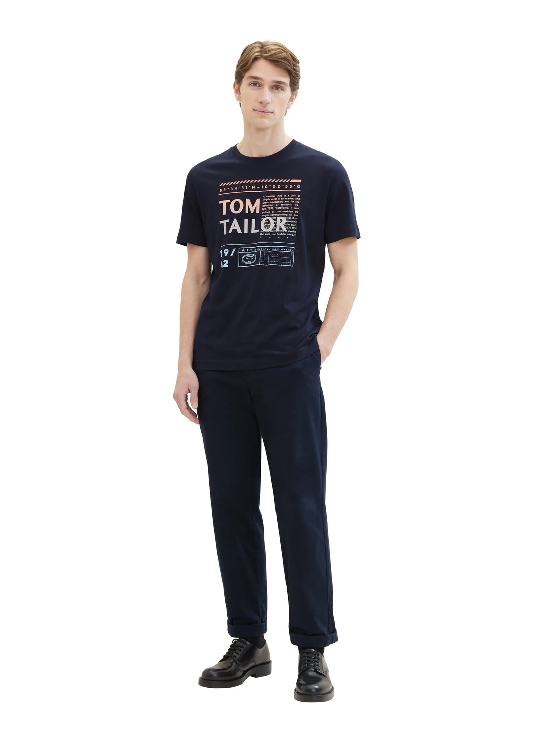Tom Tailor Sky Captain Blue Men T-Shirt with a Logo Print SKU: 1040897_10668 Image 02
