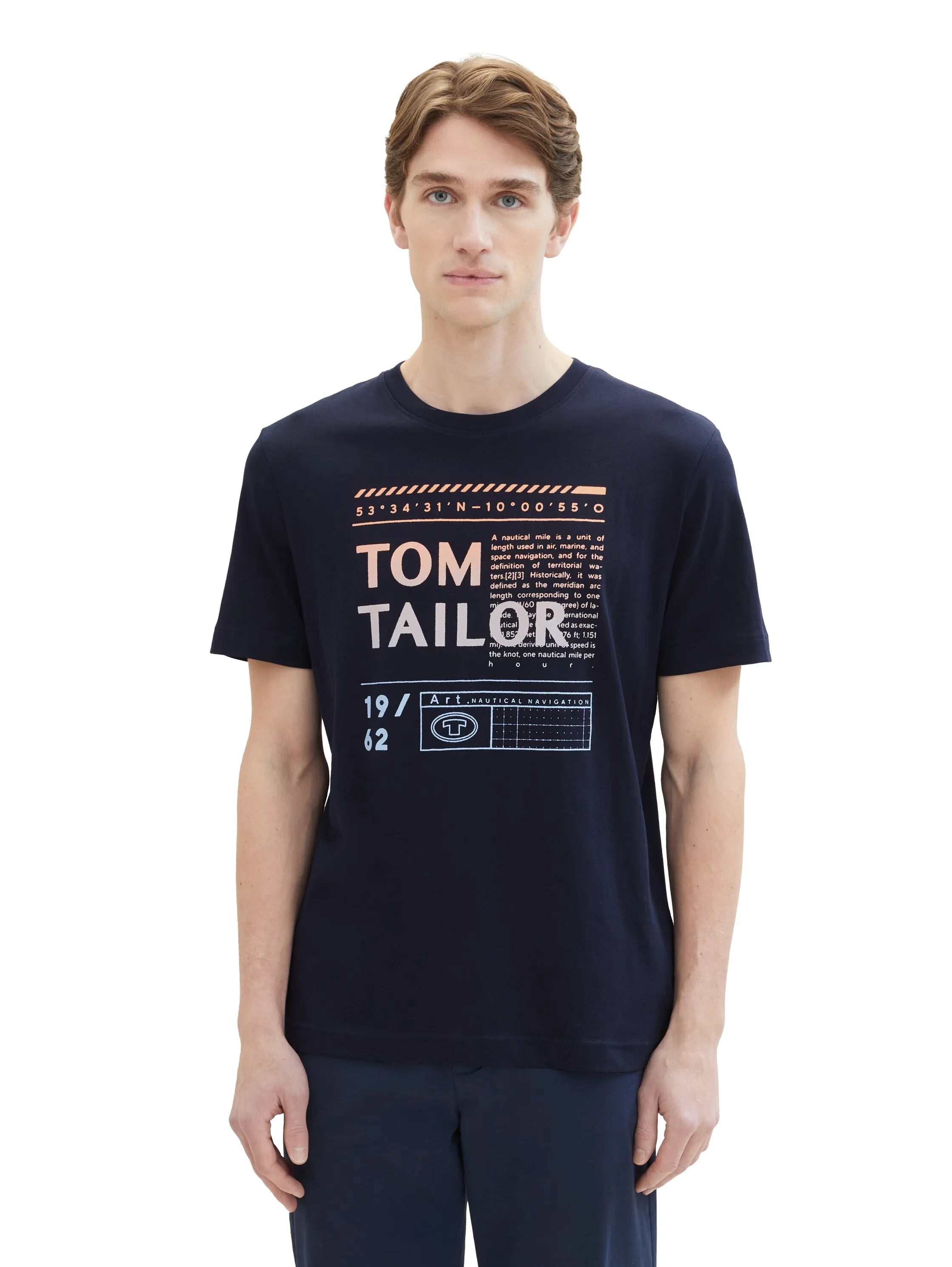 Tom Tailor Sky Captain Blue Men T-Shirt with a Logo Print SKU: 1040897_10668 Image 04