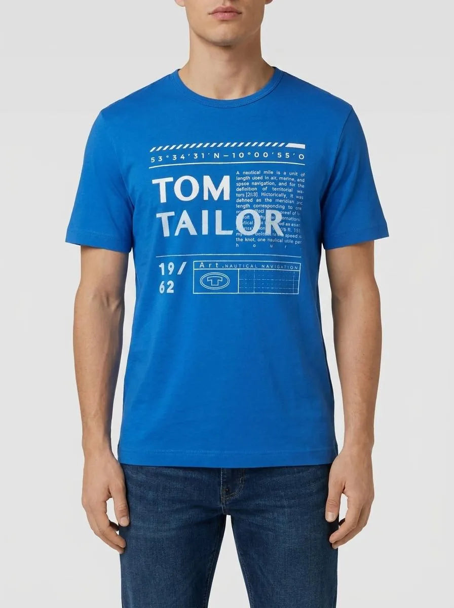 Tom Tailor Sure Blue Men T-Shirt with a Logo Print SKU: 1040897_12393 Image 00