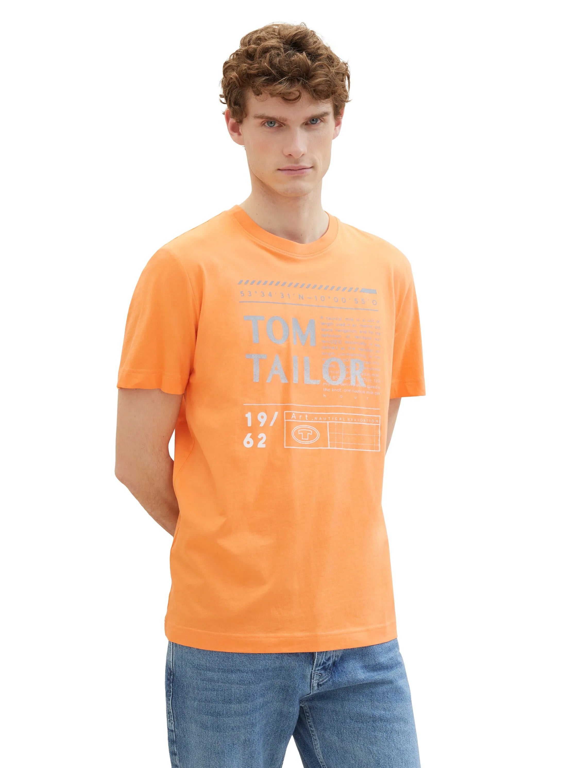 Tom Tailor Fruity Melon Orange Men T-Shirt with a Logo Print SKU: 1040897_22195 Image 04