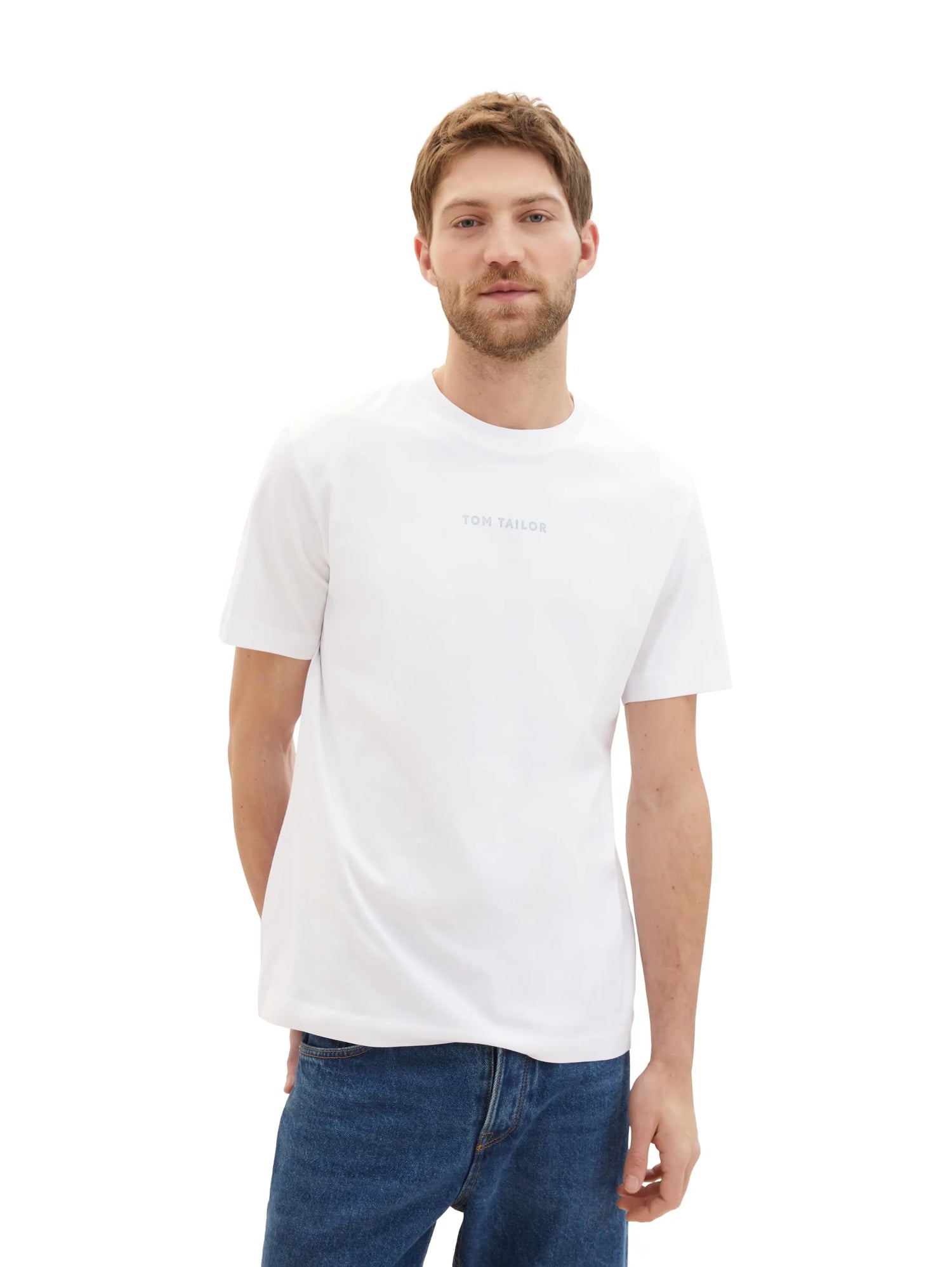 Tom Tailor White Men Regular Fit Short-Sleeved T-Shirt SKU: 1040906_20000 Image 01