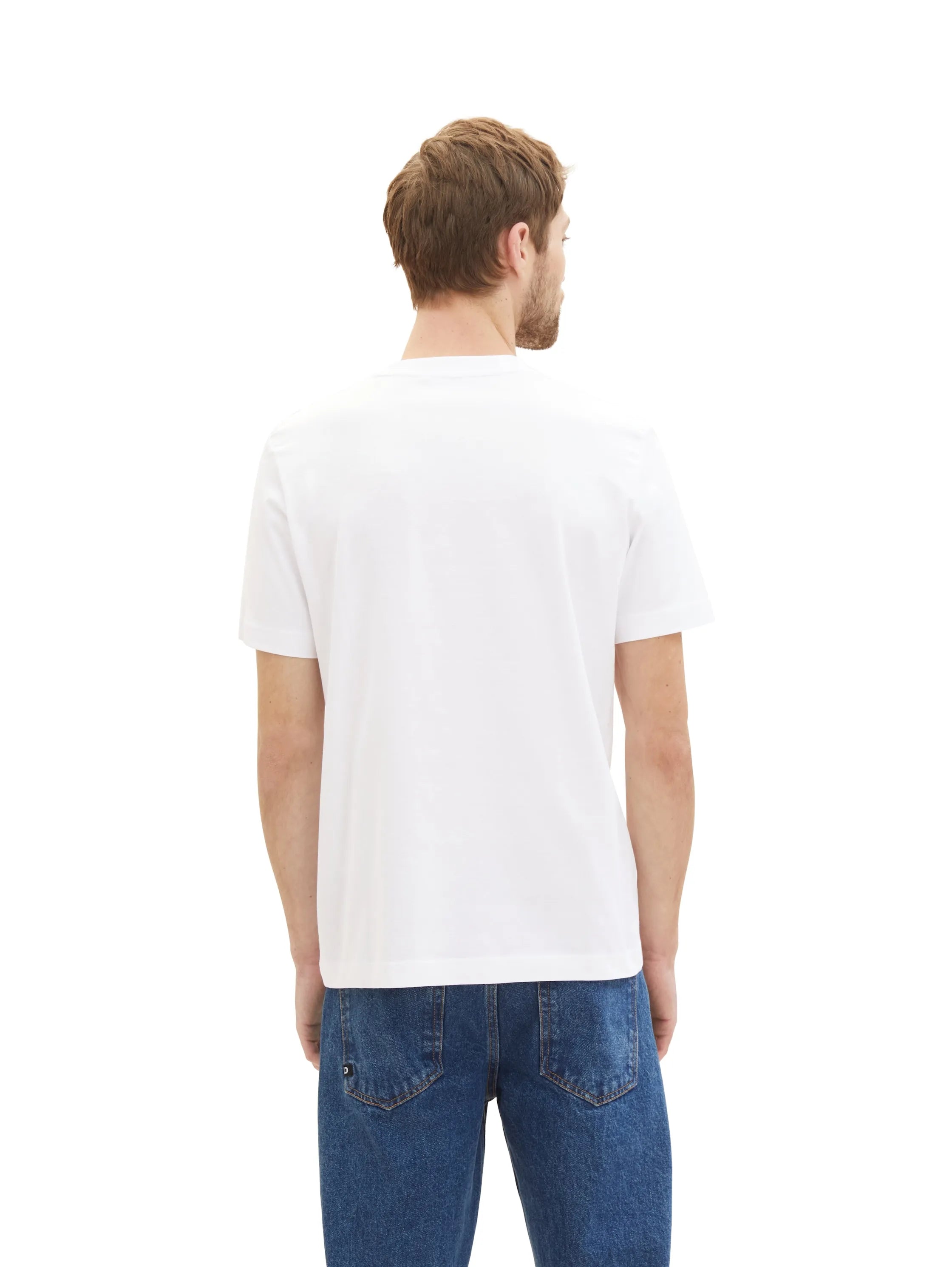 Tom Tailor White Men Regular Fit Short-Sleeved T-Shirt SKU: 1040906_20000 Image 03