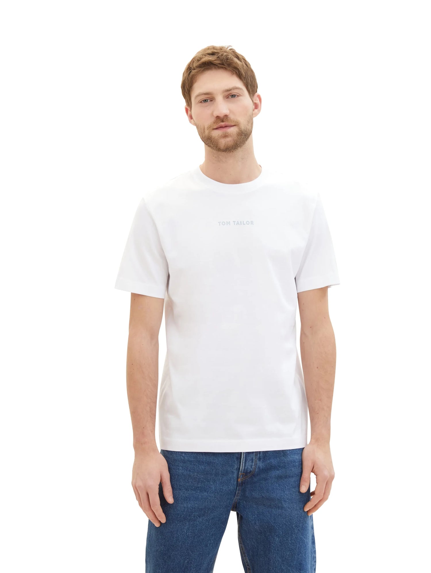 Tom Tailor White Men Regular Fit Short-Sleeved T-Shirt SKU: 1040906_20000 Image 04