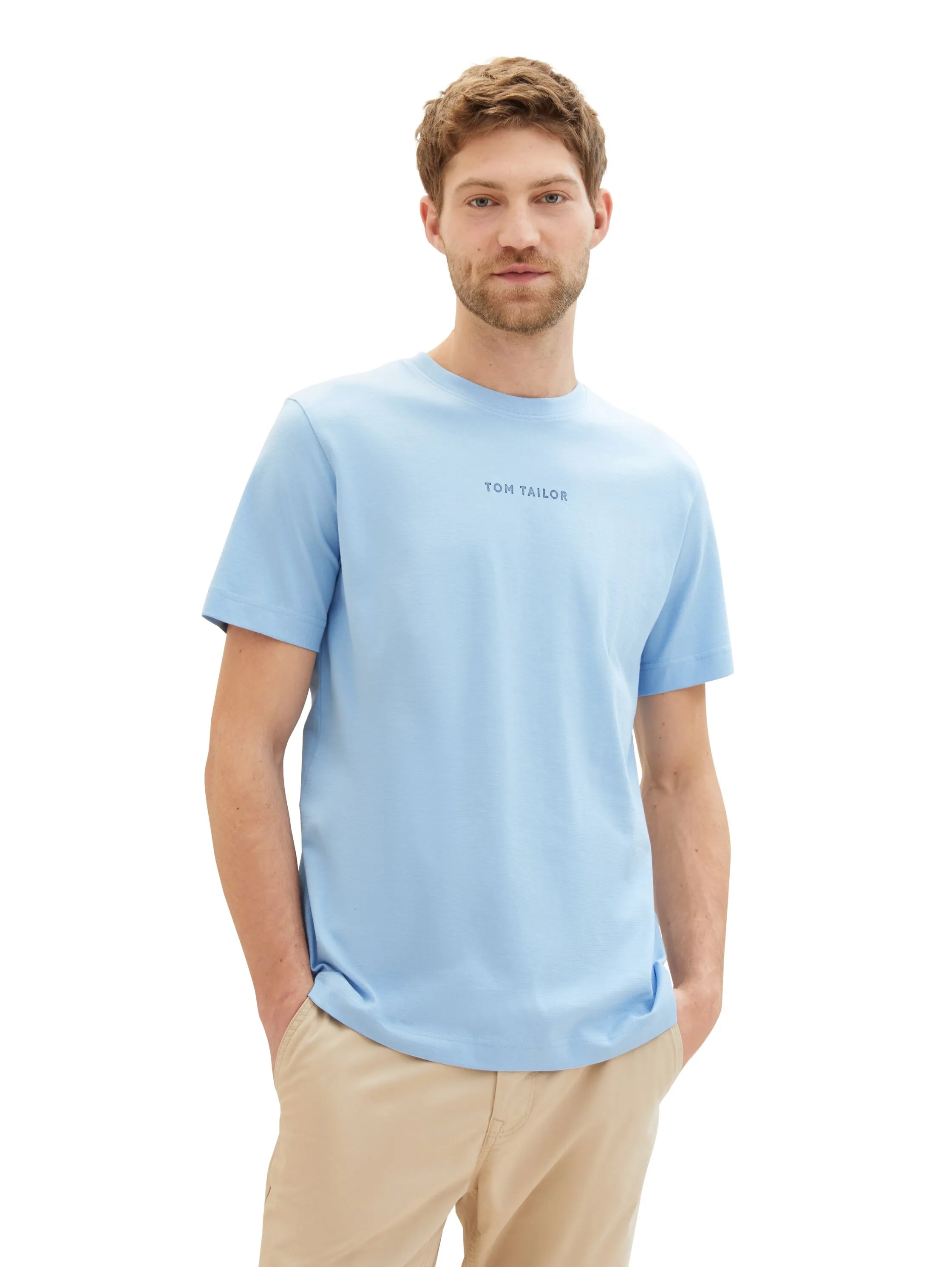 Tom Tailor Washed Out Middle Blue Men Regular Fit Short-Sleeved T-Shirt SKU: 1040906_32245 Image 01