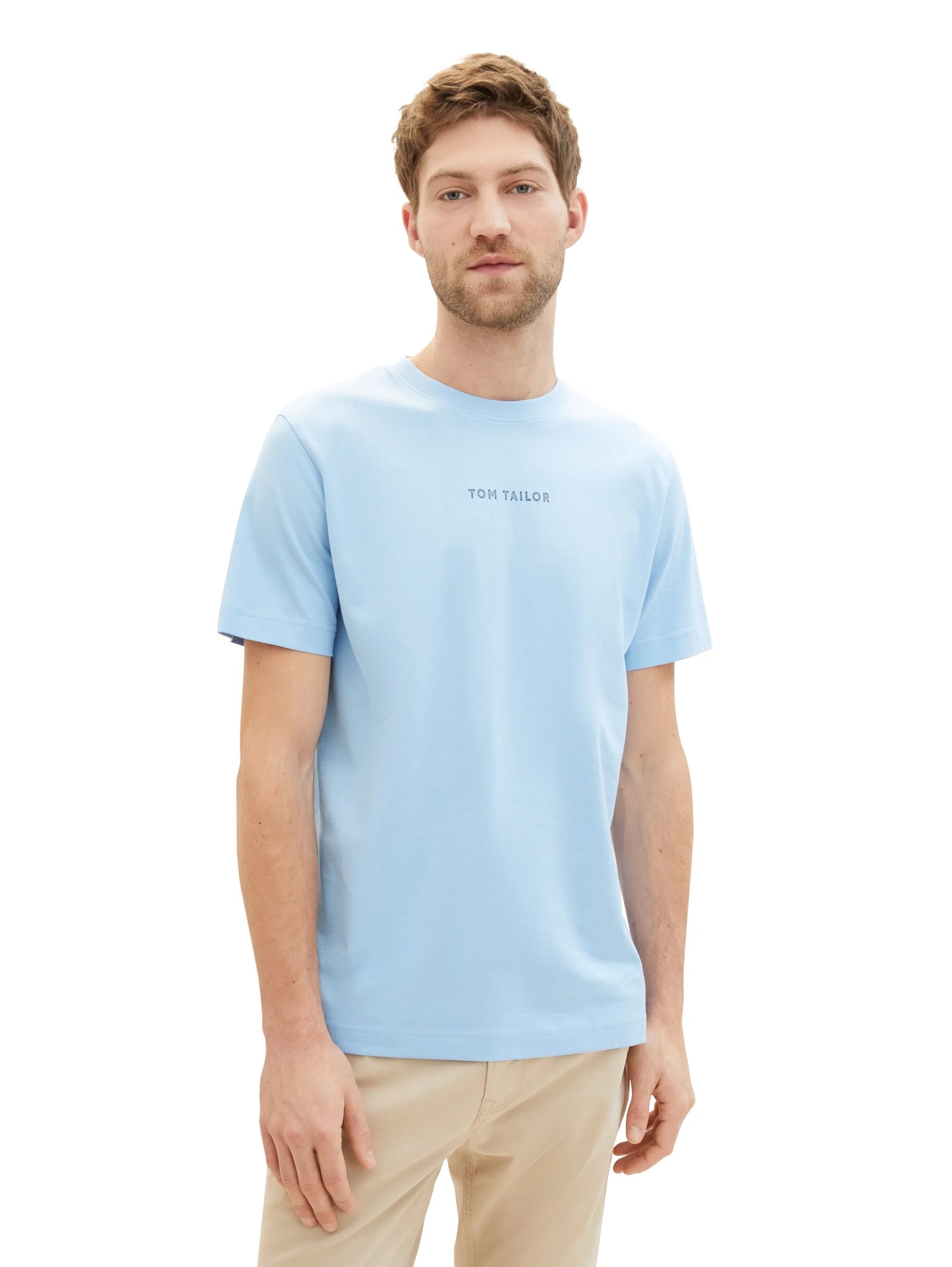 Tom Tailor Washed Out Middle Blue Men Regular Fit Short-Sleeved T-Shirt SKU: 1040906_32245 Image 04
