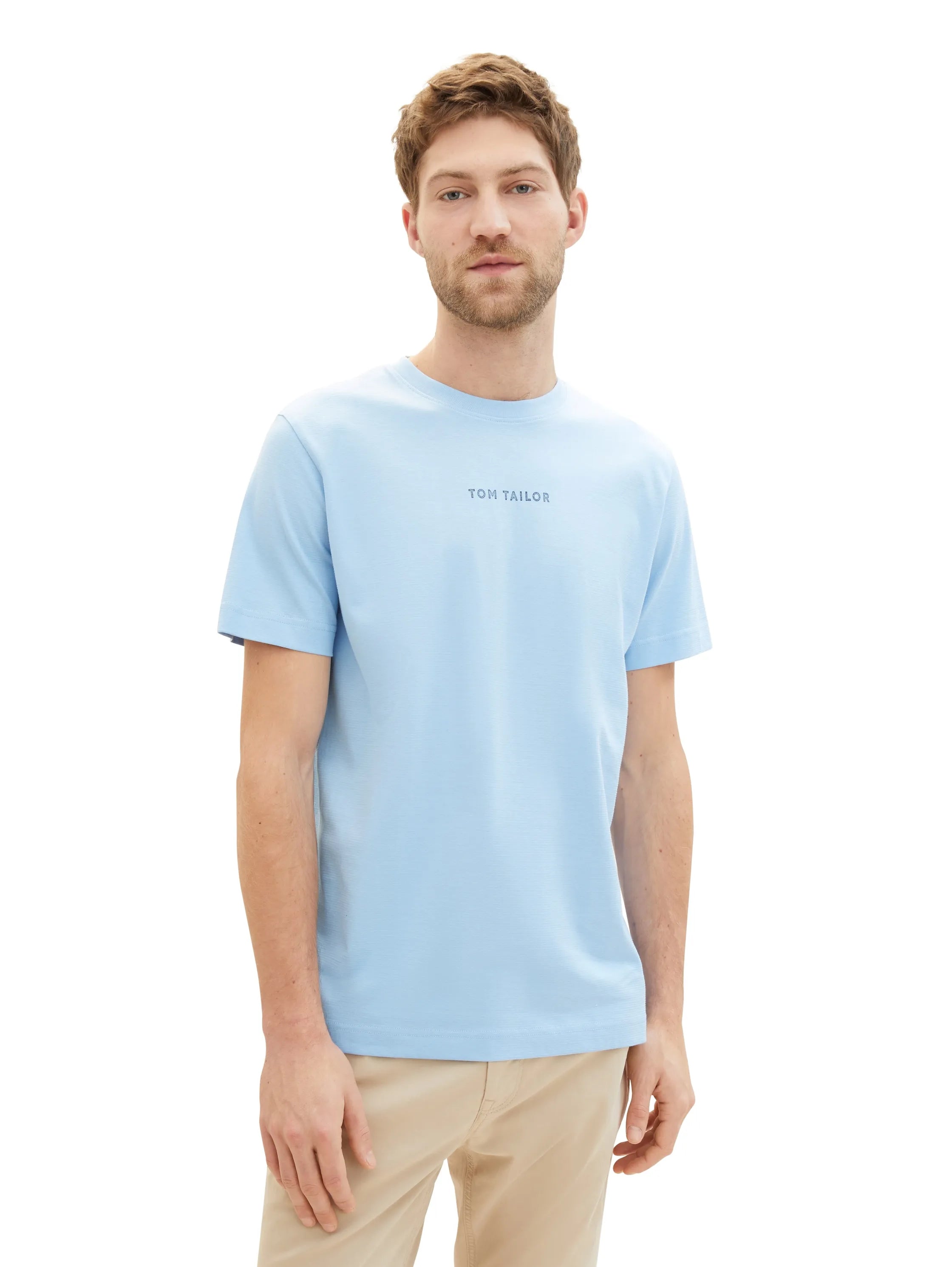 Tom Tailor Washed Out Middle Blue Men Regular Fit Short-Sleeved T-Shirt SKU: 1040906_32245 Image 04