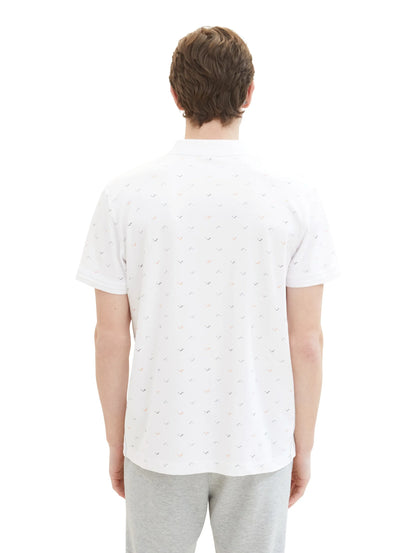 Tom Tailor White Letter Design Men Polo Shirt with an All-Over Print SKU: 1040913_34624 Image 03