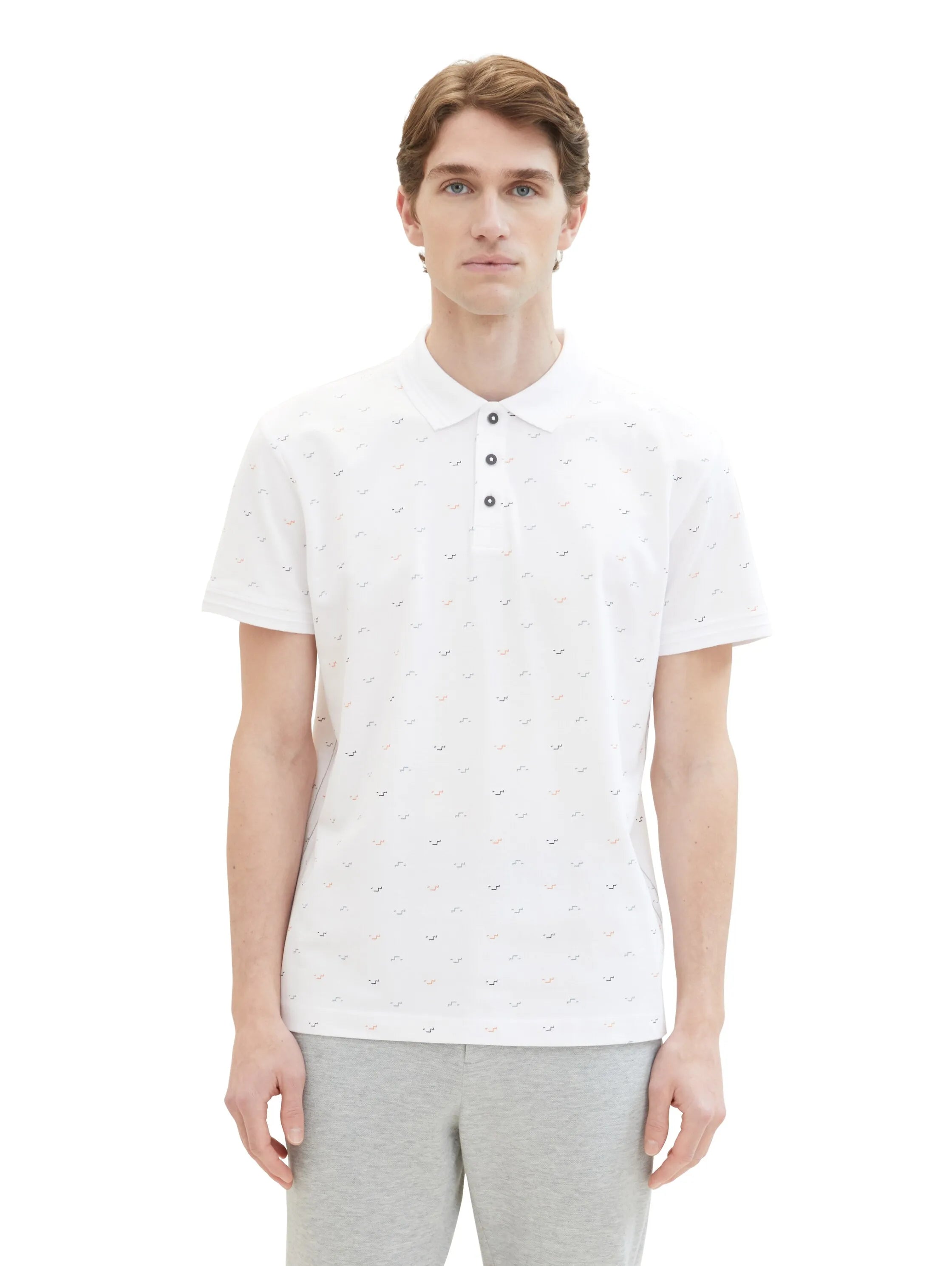 Tom Tailor White Letter Design Men Polo Shirt with an All-Over Print SKU: 1040913_34624 Image 05