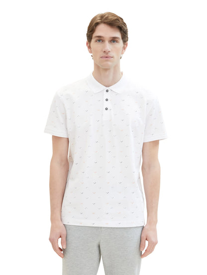 Tom Tailor White Letter Design Men Polo Shirt with an All-Over Print SKU: 1040913_34624 Image 06