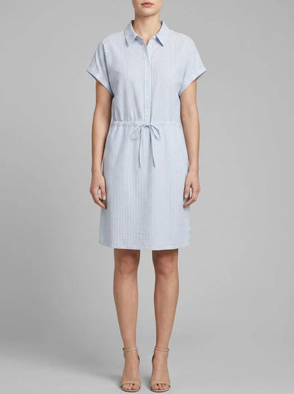 Denim Tom Tailor Blue White Strripe Women Striped Mini Dress SKU: 1040925_34878 Image 00