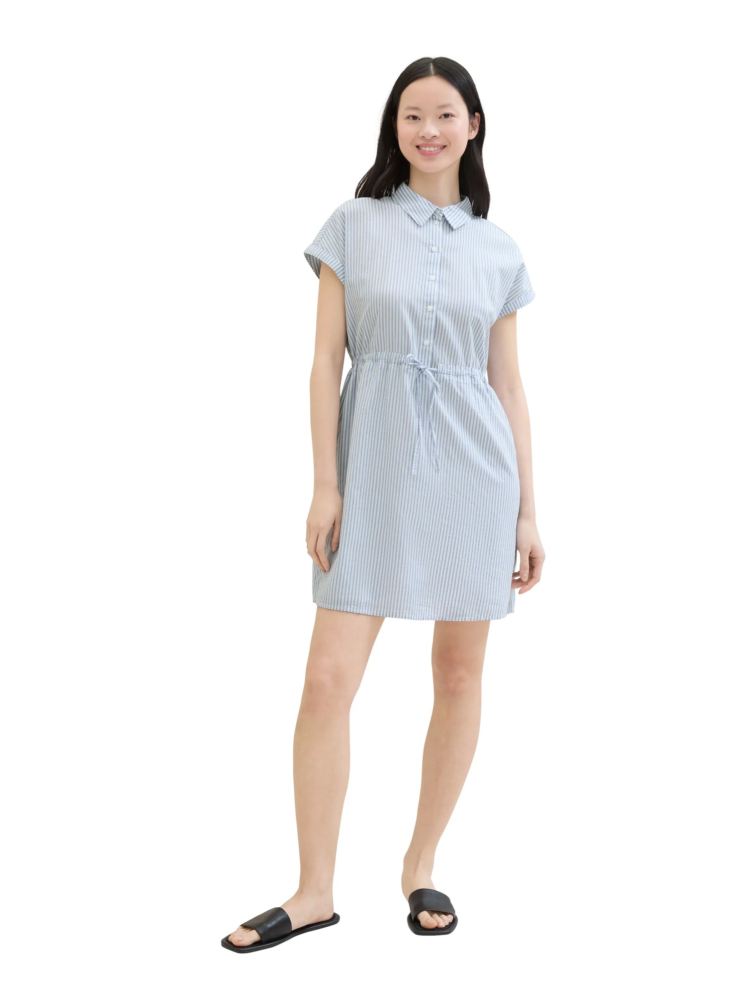 Denim Tom Tailor Blue White Strripe Women Striped Mini Dress SKU: 1040925_34878 Image 02