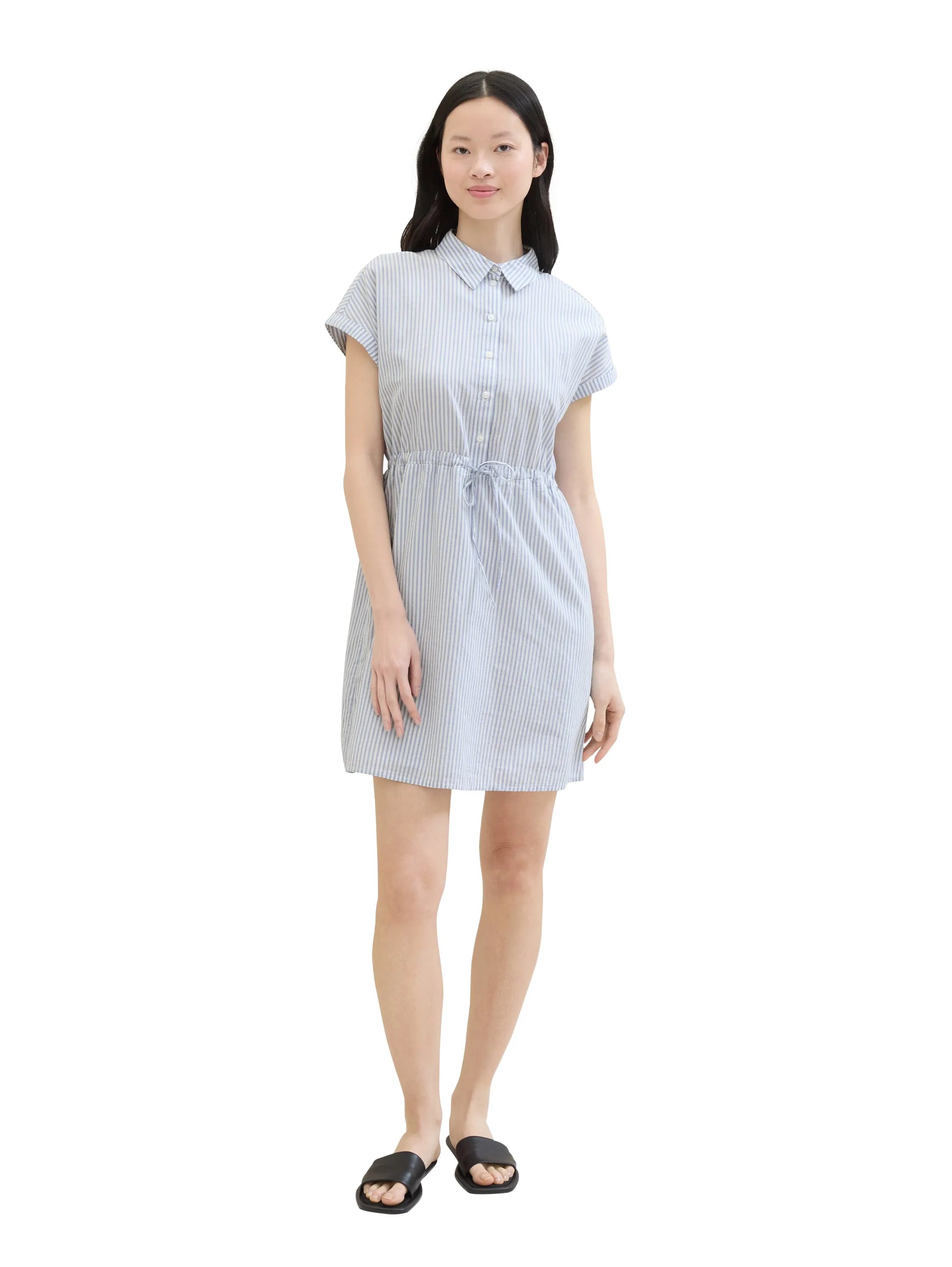 Denim Tom Tailor Blue White Strripe Women Striped Mini Dress SKU: 1040925_34878 Image 04