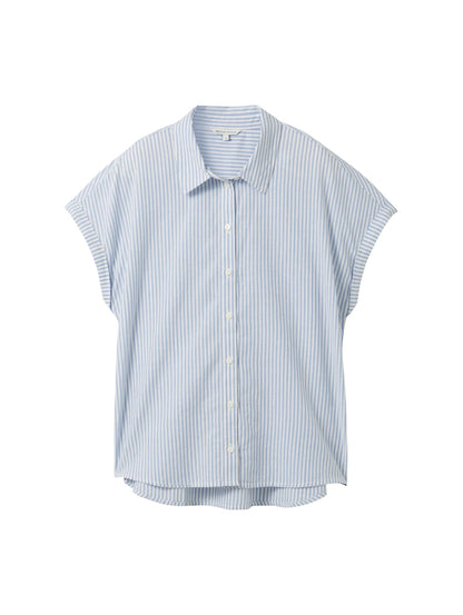 Denim Tom Tailor Blue White Strripe Women Striped Short-Sleeved Shirt SKU: 1040926_34878 Image 07