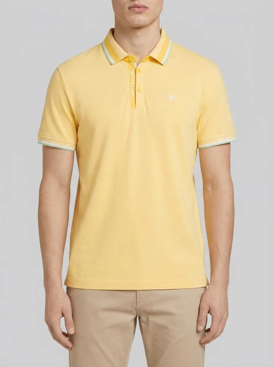 Tom Tailor Yellow White Two Tone Men Polo Shirt with a PiquŽ Texture SKU: 1040937_35089 Image 00