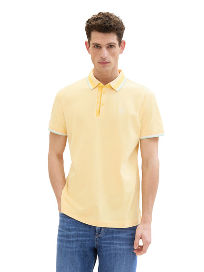 Tom Tailor Yellow White Two Tone Men Polo Shirt with a PiquŽ Texture SKU: 1040937_35089 Image 01