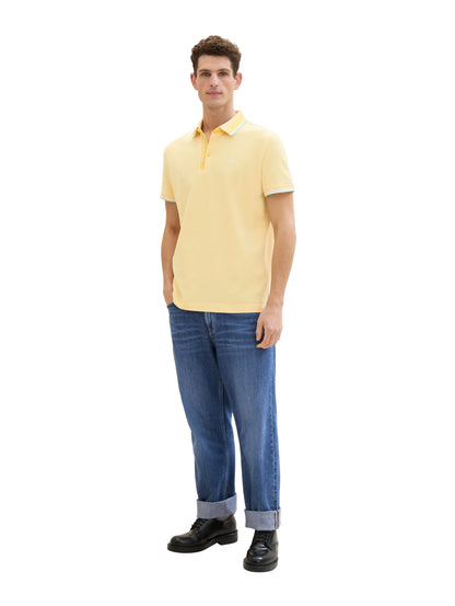 Tom Tailor Yellow White Two Tone Men Polo Shirt with a PiquŽ Texture SKU: 1040937_35089 Image 02