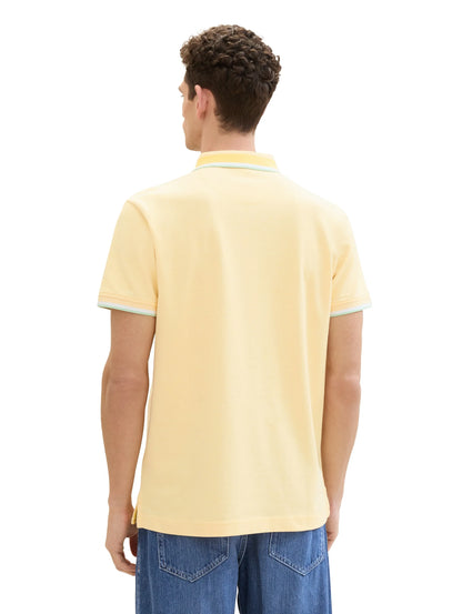 Tom Tailor Yellow White Two Tone Men Polo Shirt with a PiquŽ Texture SKU: 1040937_35089 Image 03