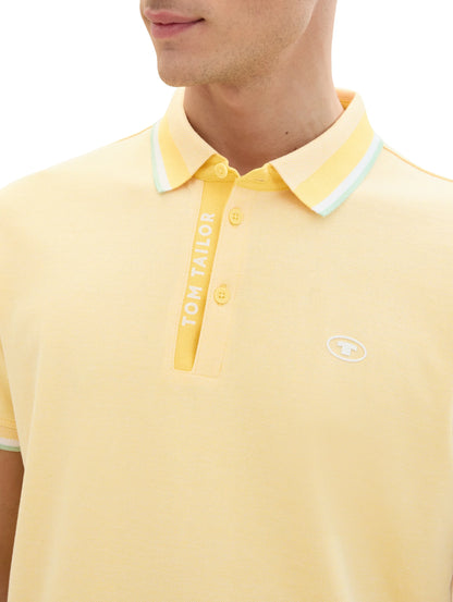 Tom Tailor Yellow White Two Tone Men Polo Shirt with a PiquŽ Texture SKU: 1040937_35089 Image 05