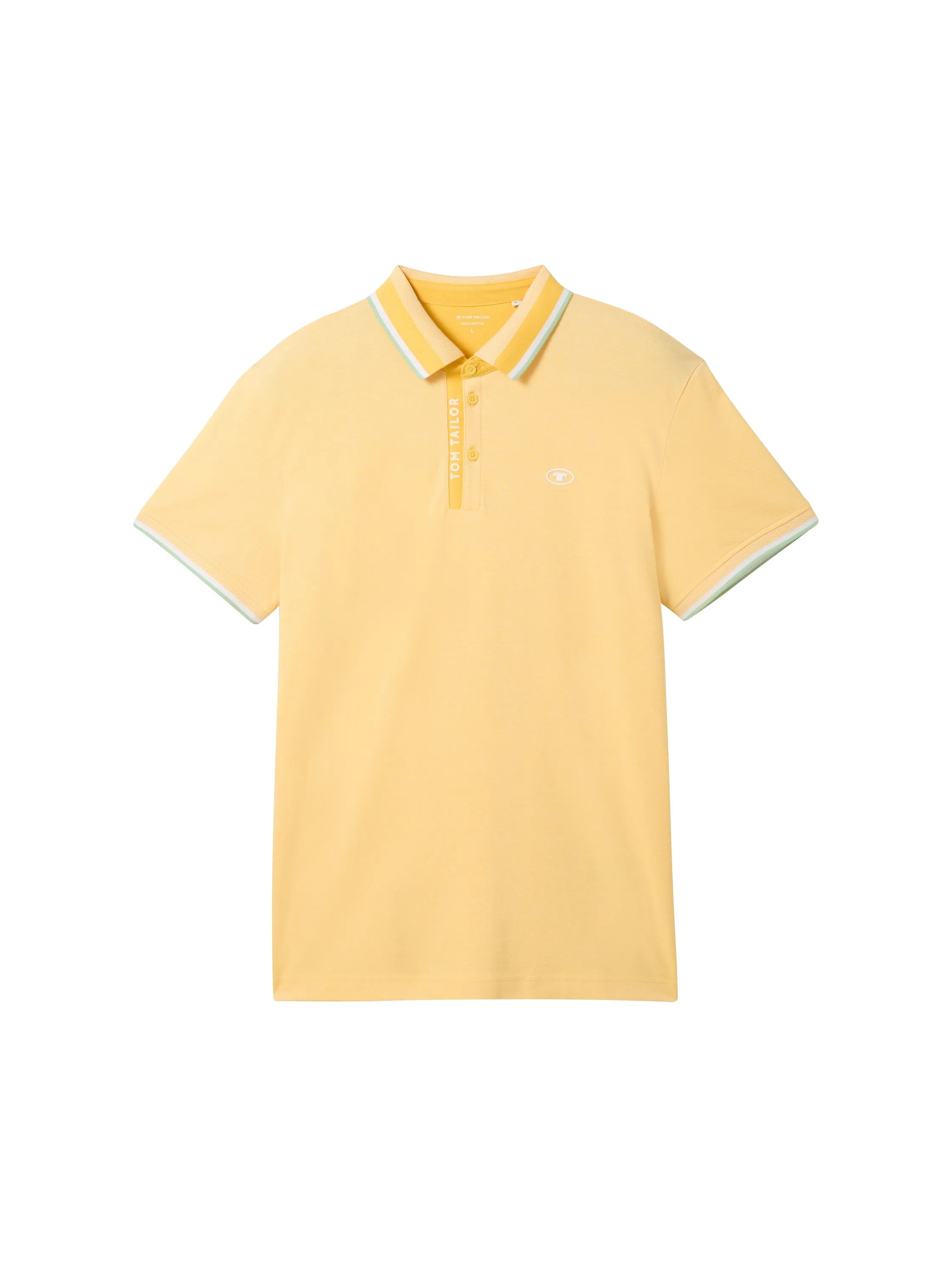 Tom Tailor Yellow White Two Tone Men Polo Shirt with a PiquŽ Texture SKU: 1040937_35089 Image 07