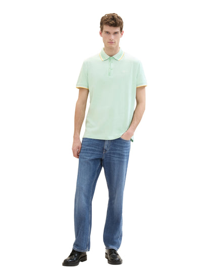 Tom Tailor Mint White Two Tone Men Polo Shirt with a PiquŽ Texture SKU: 1040937_35090 Image 02
