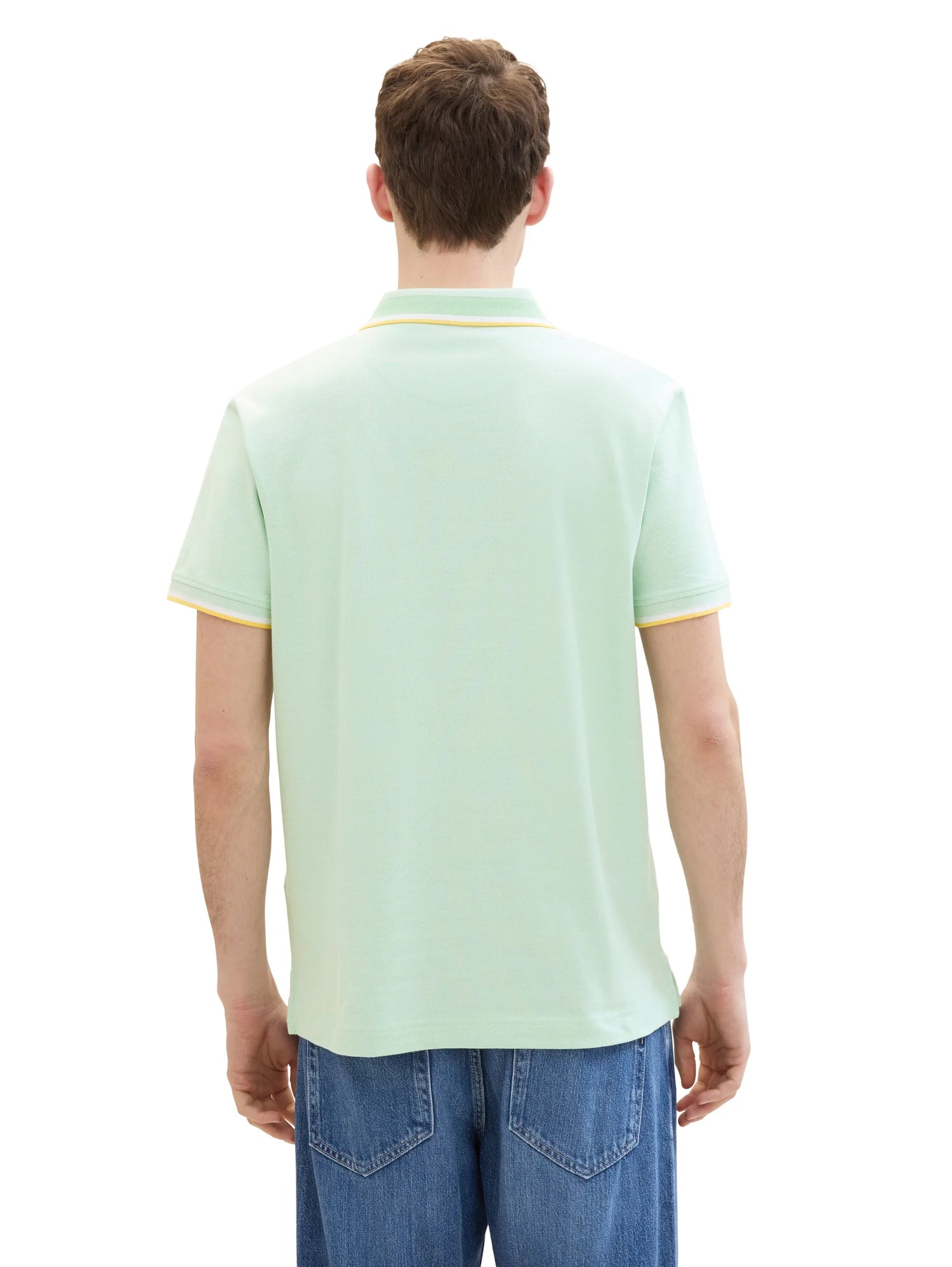 Tom Tailor Mint White Two Tone Men Polo Shirt with a PiquŽ Texture SKU: 1040937_35090 Image 03