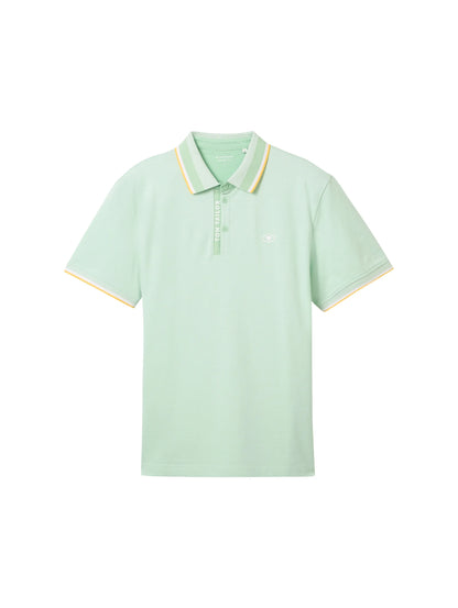 Tom Tailor Mint White Two Tone Men Polo Shirt with a PiquŽ Texture SKU: 1040937_35090 Image 07