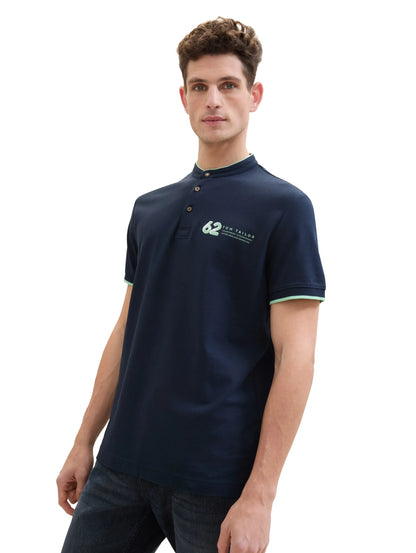 Tom Tailor Sky Captain Blue Men Polo Shirt with a Print SKU: 1040948_10668 Image 01