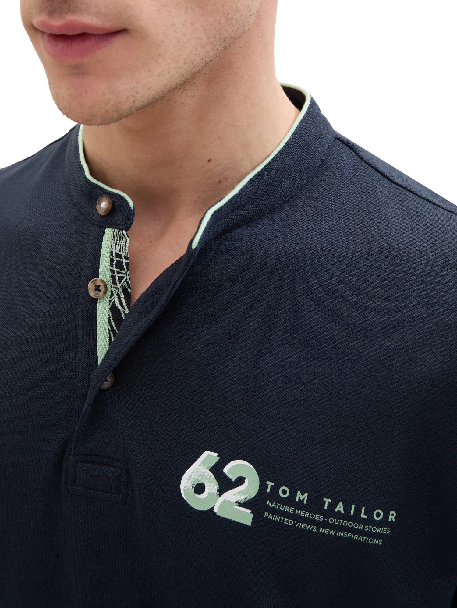 Tom Tailor Sky Captain Blue Men Polo Shirt with a Print SKU: 1040948_10668 Image 04
