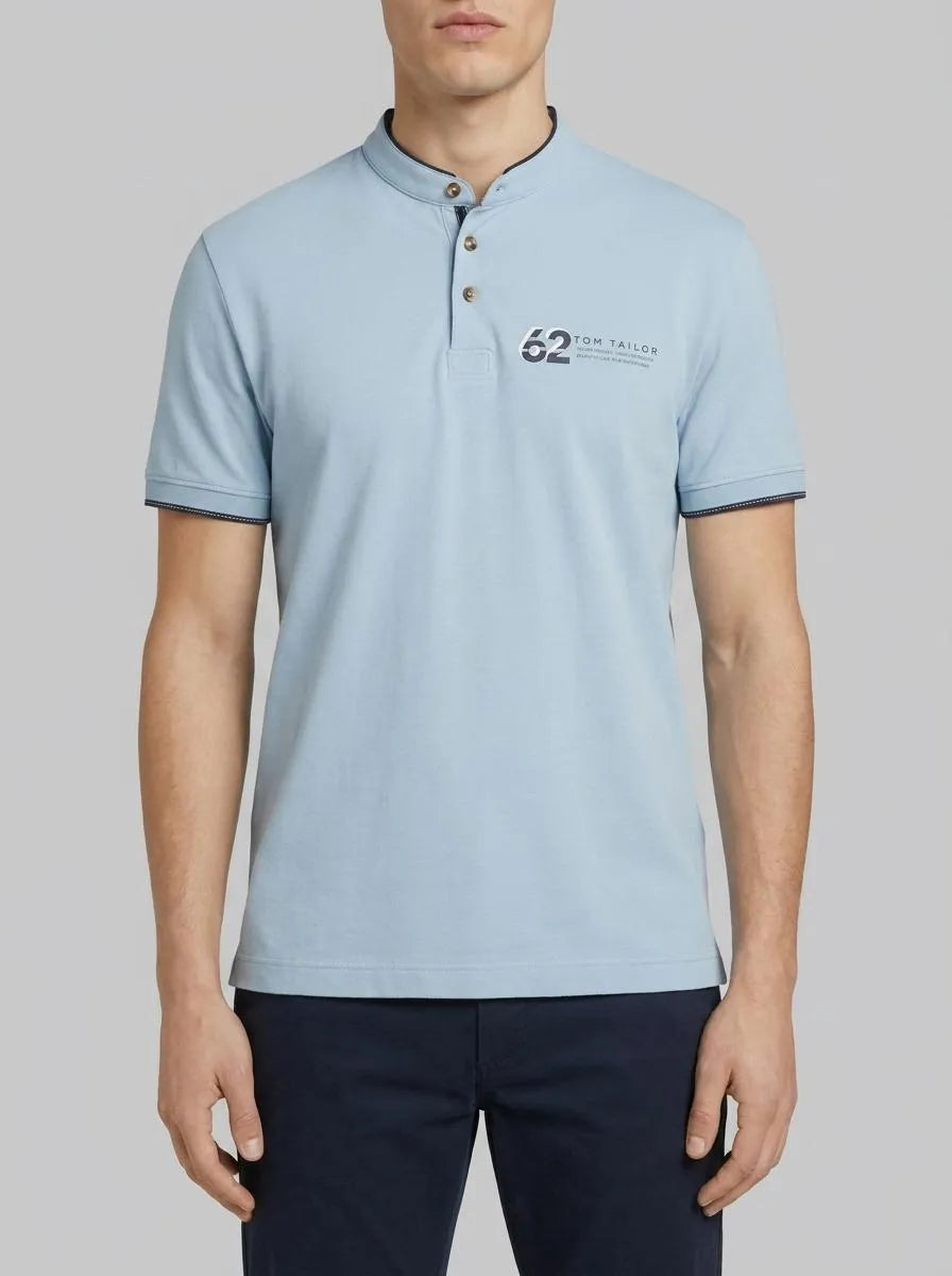Tom Tailor Foggy Blue Men Polo Shirt with a Print SKU: 1040948_15159 Image 00