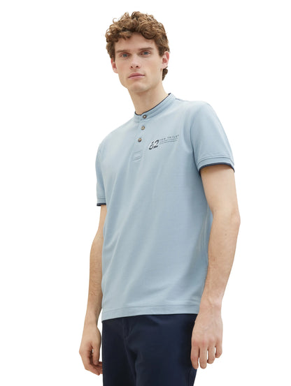 Tom Tailor Foggy Blue Men Polo Shirt with a Print SKU: 1040948_15159 Image 01