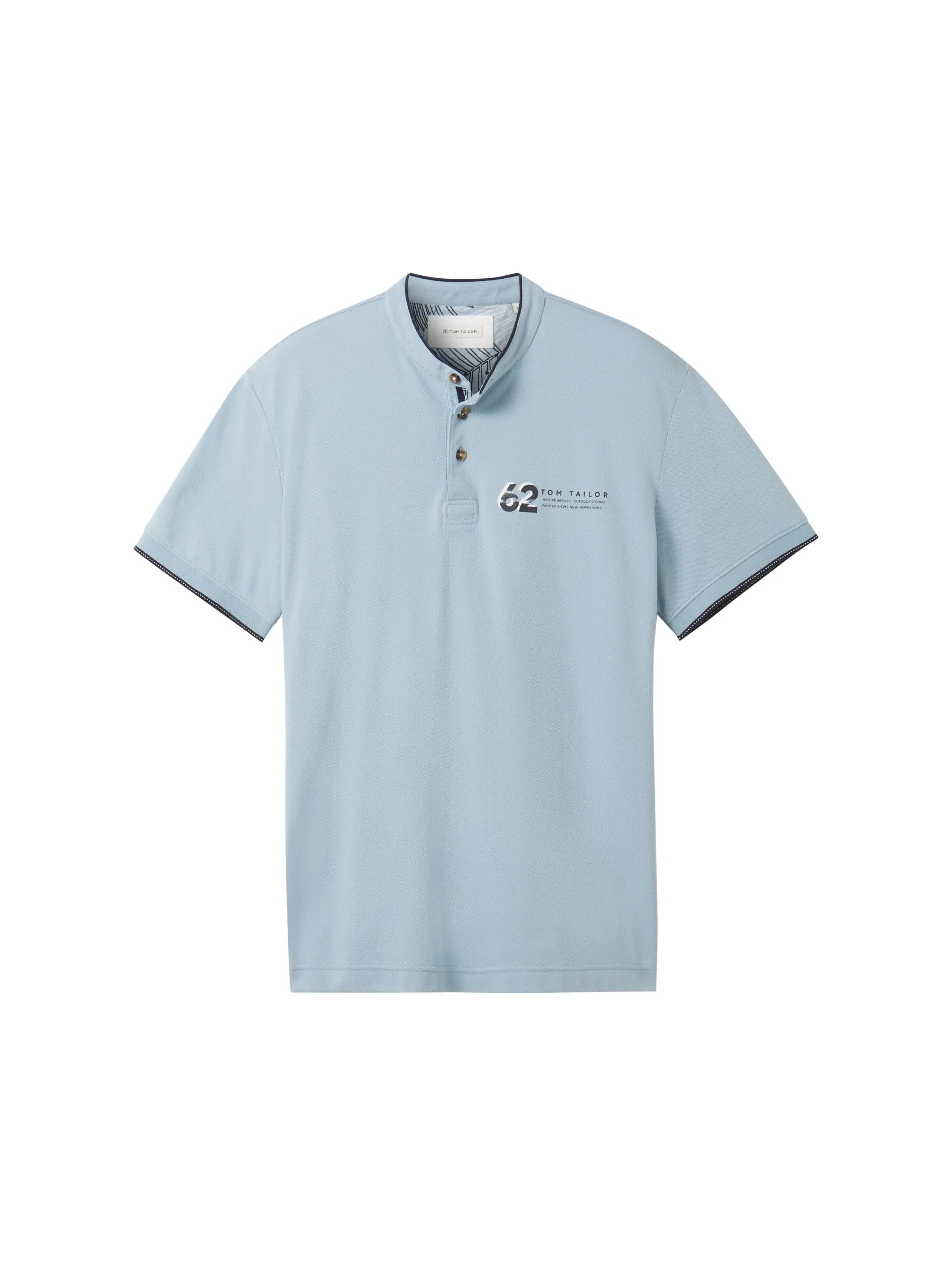 Tom Tailor Foggy Blue Men Polo Shirt with a Print SKU: 1040948_15159 Image 07