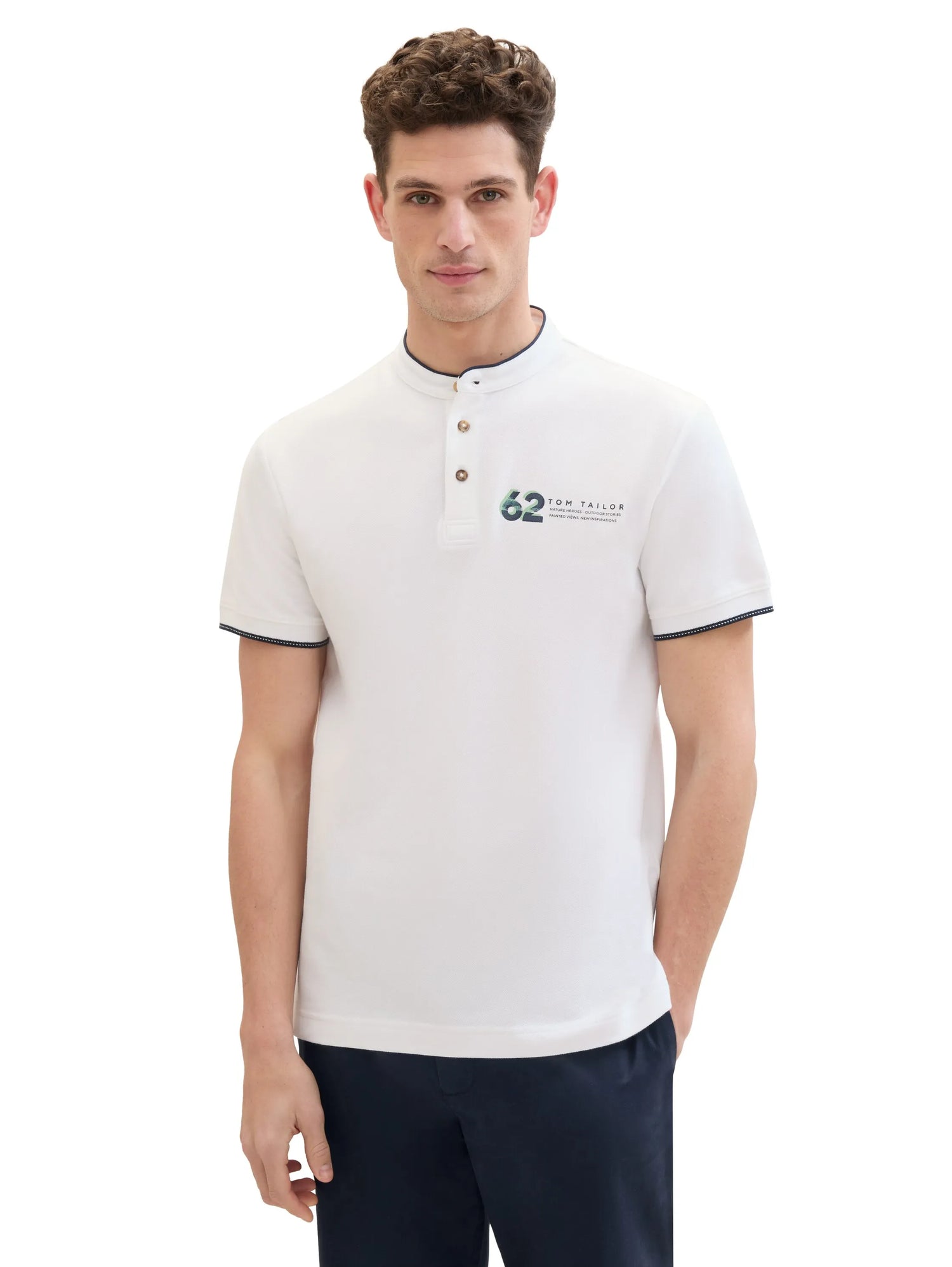 Tom Tailor White Men Polo Shirt with a Print SKU: 1040948_20000 Image 06