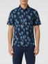 Tom Tailor Navy Multi Palm Design Men Shirt with Linen SKU: 1040991_35062 Image 00