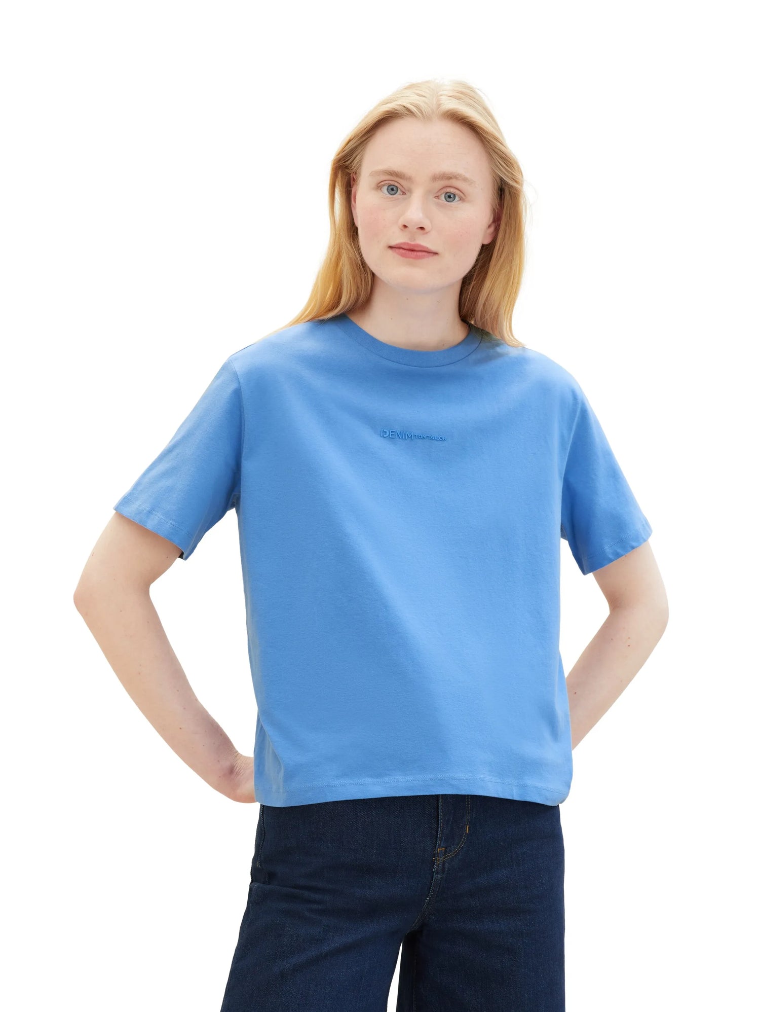 Denim Tom Tailor Sicilian Blue Women Boxy Fit Cotton T-Shirt SKU: 1041159_18712 Image 04
