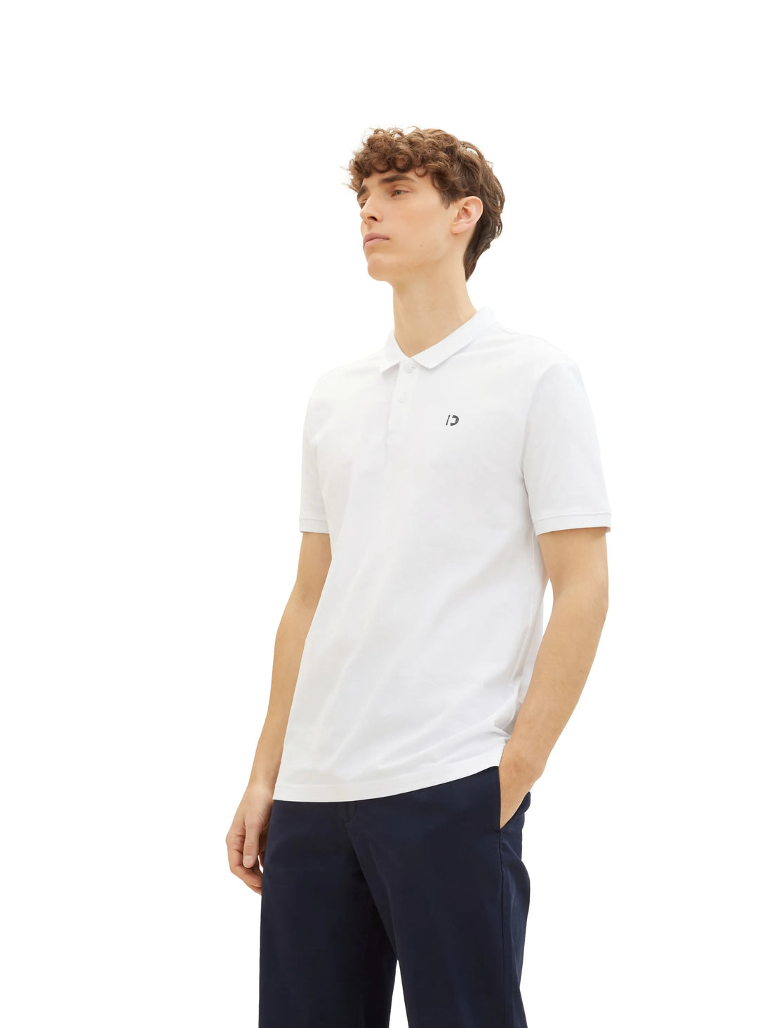 Denim Tom Tailor White Men Basic Polo Shirt with a Logo Print SKU: 1041184_20000 Image 01