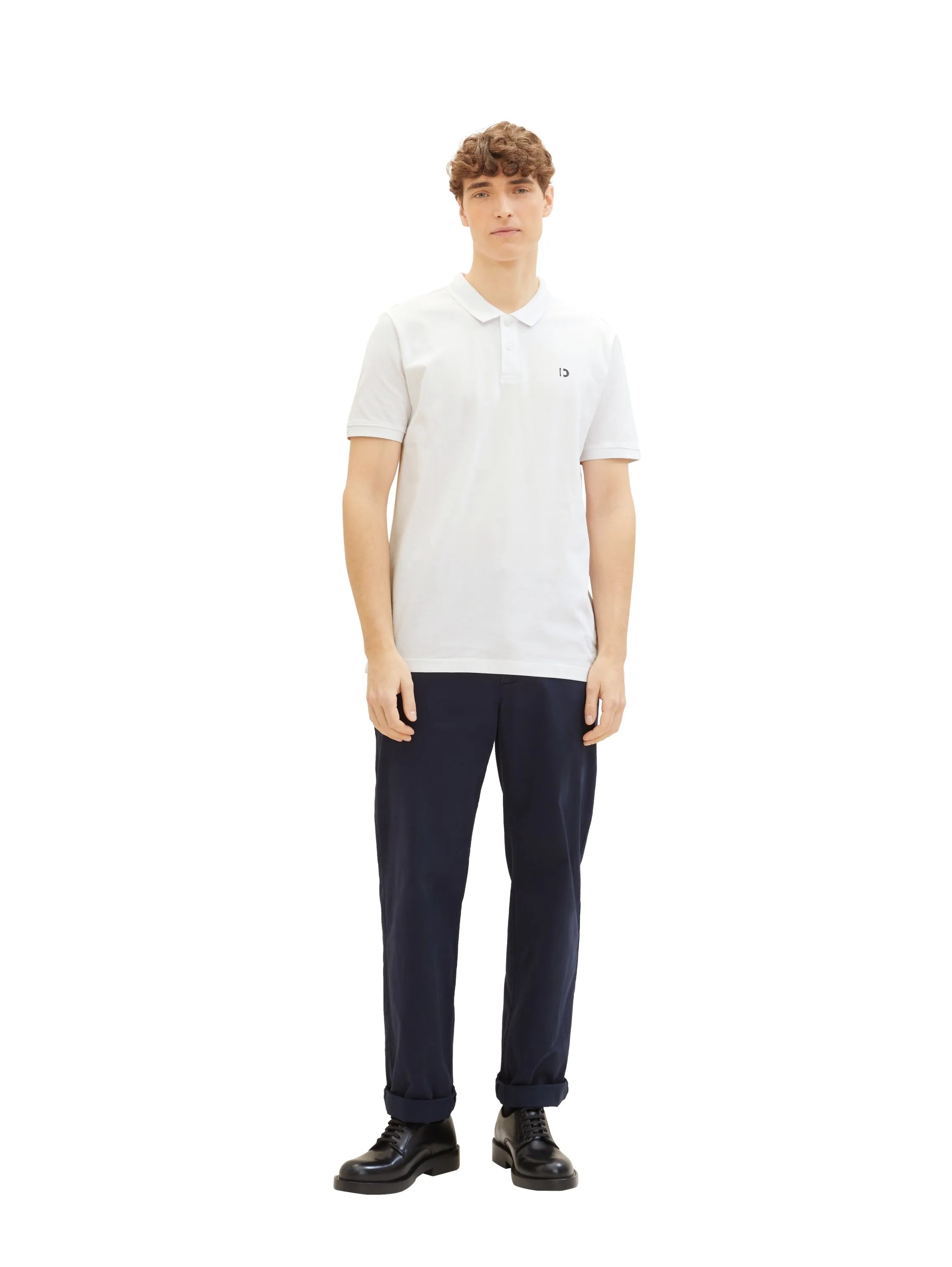 Denim Tom Tailor White Men Basic Polo Shirt with a Logo Print SKU: 1041184_20000 Image 02