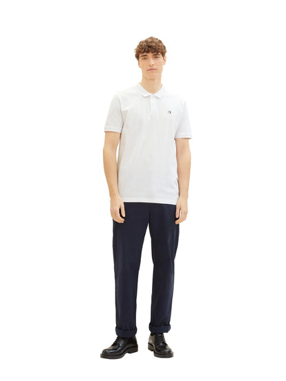 Denim Tom Tailor White Men Basic Polo Shirt with a Logo Print SKU: 1041184_20000 Image 02