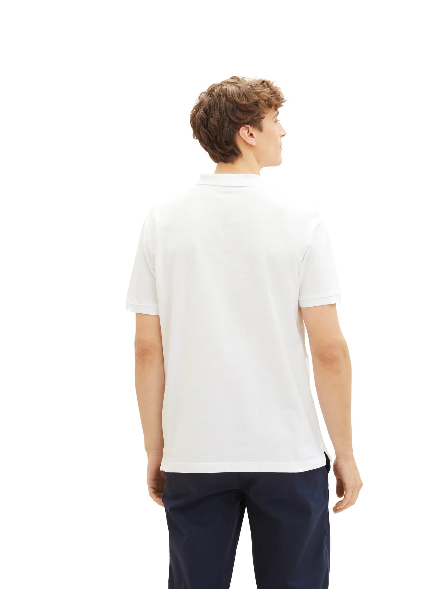 Denim Tom Tailor White Men Basic Polo Shirt with a Logo Print SKU: 1041184_20000 Image 03
