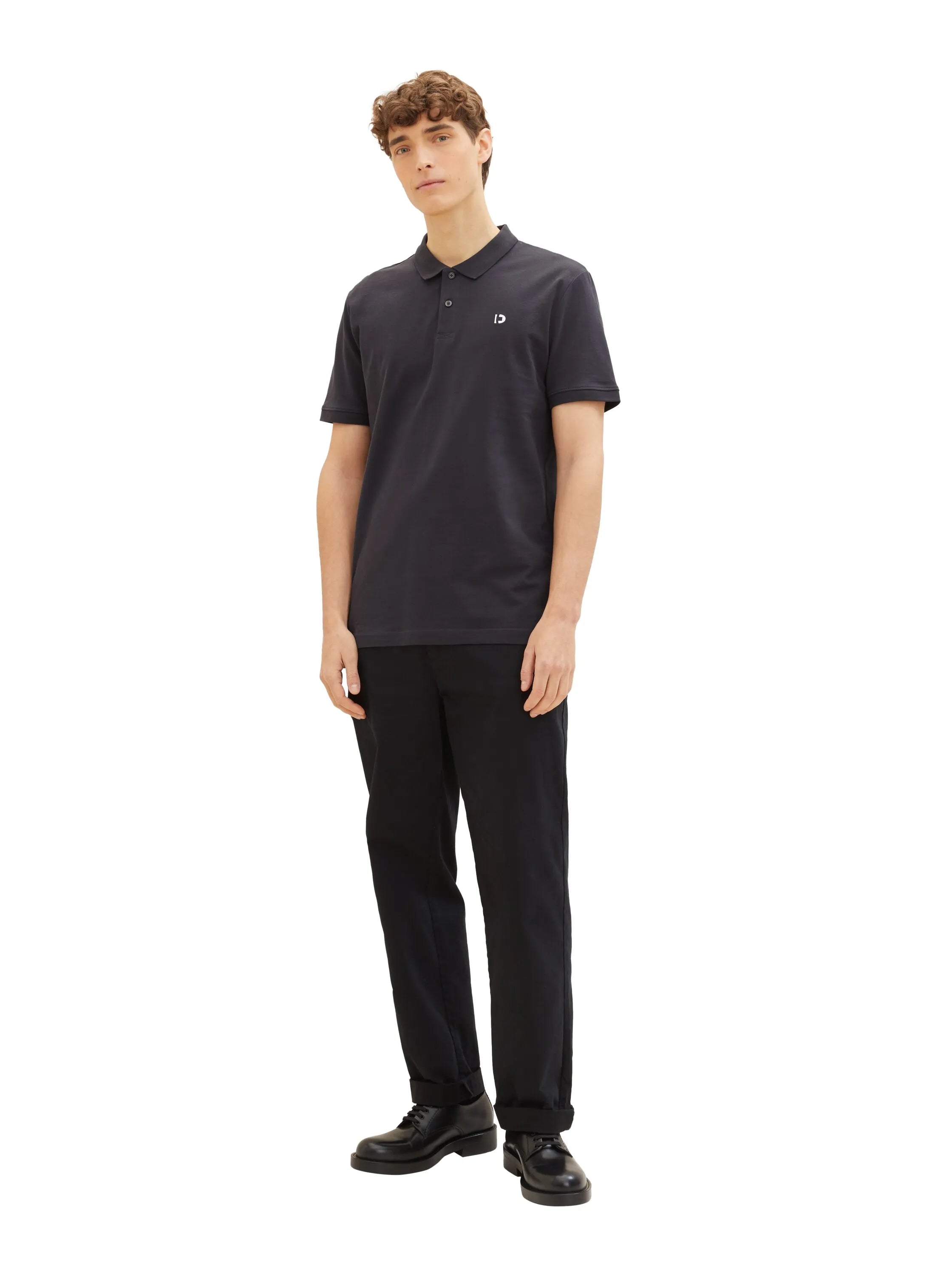Denim Tom Tailor Coal Grey Men Basic Polo Shirt with a Logo Print SKU: 1041184_29476 Image 02