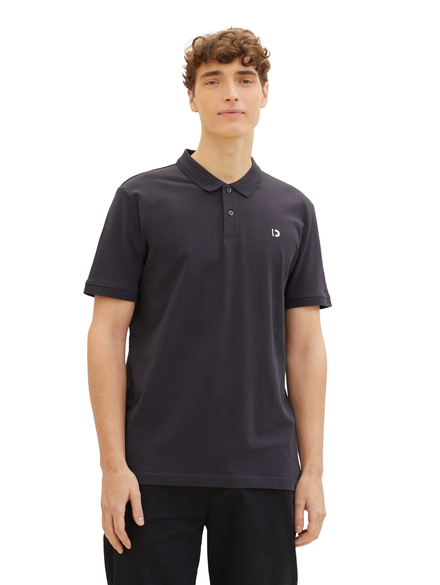 Denim Tom Tailor Coal Grey Men Basic Polo Shirt with a Logo Print SKU: 1041184_29476 Image 04