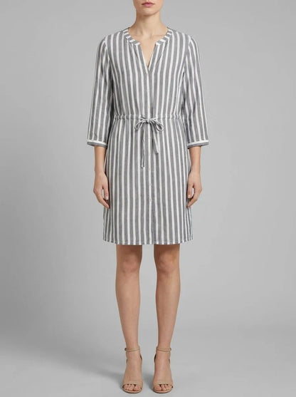 Tom Tailor Offwhite Navy Vertical Stripe Women Striped Dress SKU: 1041204_26940 Image 00